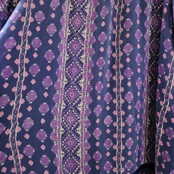 Anna Sui Vintage 90's Silk Mini Printed Boho Hippie Casual Dress Size Medium. - Picture 12 of 16